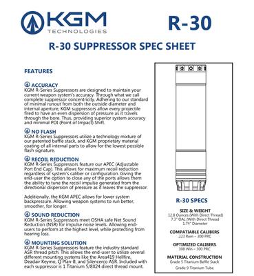 Kgm Technologies R30 Suppressor * In Stock *