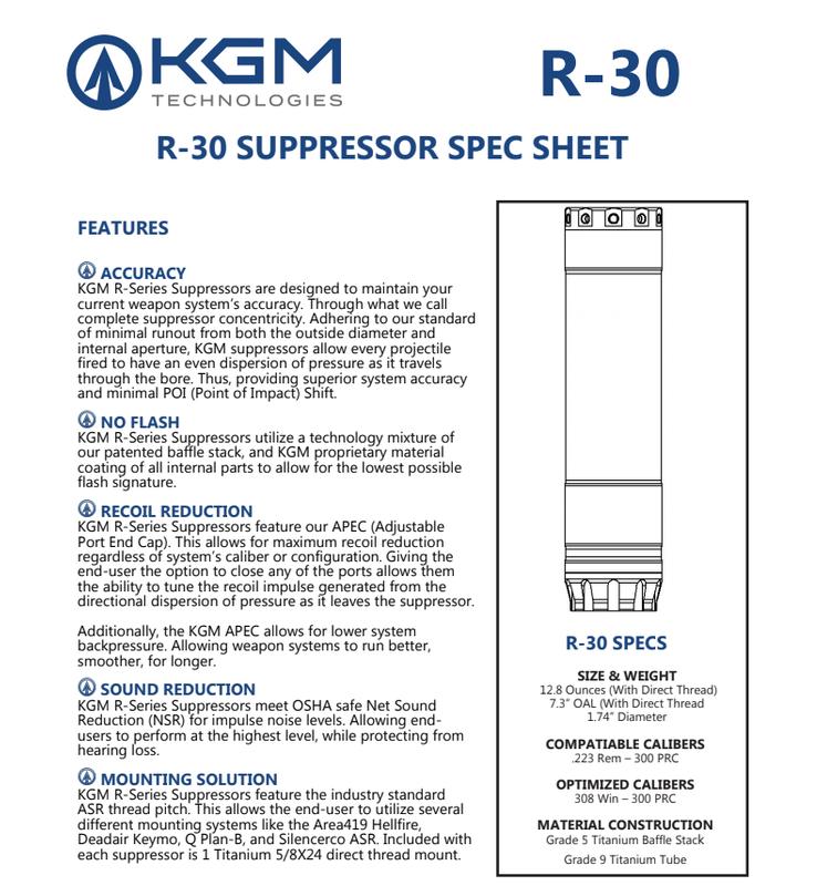 Gable Sporting Goods | Kgm Technologies KGM Technologies R30 SUPPRESSOR ...