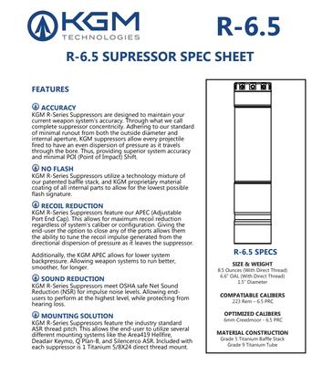 Kgm Technologies R6.5 Suppressor ** In Stock **