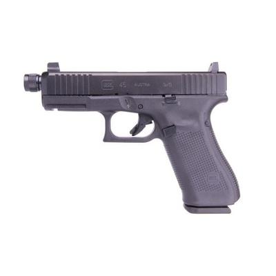 GLOCK 45 GEN 5 9MM PISTOL WITH FRONT SERRATIONS AND THREADED BARREL, BLACK - PA455S3G03TB