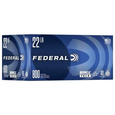 FEDERAL RANGE PACK .22 LR BULK AMMO 40 GR HV LRN 800RDS - 729B800