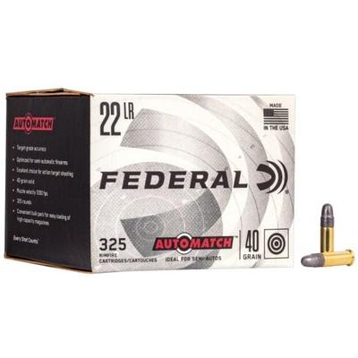 FEDERAL 22 LONG RIFLE 40GR SOLID CHAMPION AUTOMATCH AMMUNITION 325RDS - AM22