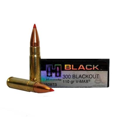 HORNADY BLACK 300 AAC BLACKOUT 110GR V-MAX CENTERFIRE RIFLE AMMUNITION 20RDS - 80873