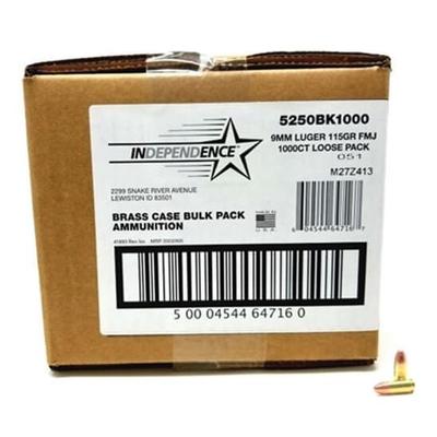 CCI INDEPENDENCE 9MM BULK AMMO 115 GRAIN FMJ 1000RDS