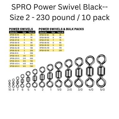 SPRO Power Swivel Black--Size 2 - 230 pound / 10 pack