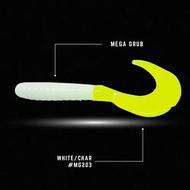  Crappie Monster Megga Grub 2 1/4in 10pk- White/Chartreuse