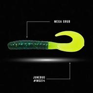  Crappie Monster Megga Grub 2 1/4in 10pk- June Bug Chartreuse Tail