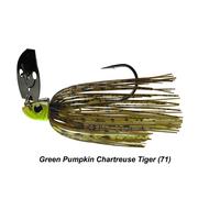  Picasso Aaron Martens Shock Blade Vibrating Jig 1/2oz- Green Pumpkin Tiger/Chartreuse