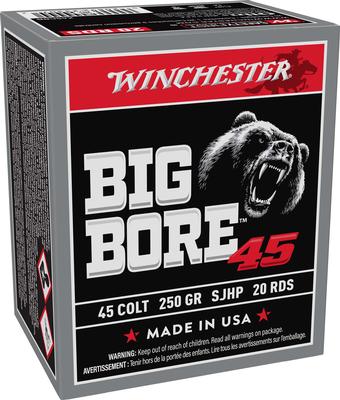 Winchester 45 Colt Ammunition Big Bore 45 X45CBB 250 Grain Semi-Jacketed Hollow Point 20 Rounds