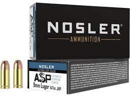 Nosler ASP Ammunition 9mm Luger 147 Grain Jacketed Hollow Point