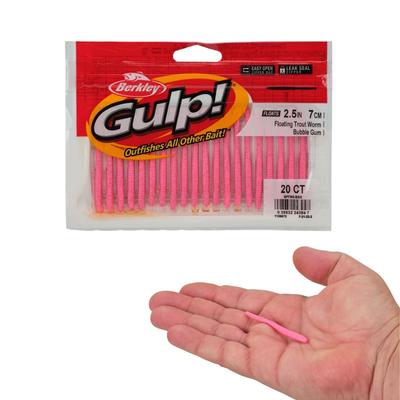 BERKLEY Gulp!® Floating Trout Worm 2.5IN-BUBBLEGUM