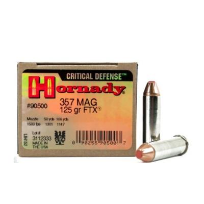 HORNADY 357 MAGNUM 125GR FTX CRITICAL DEFENSE AMMUNITION 25RDS - 90500