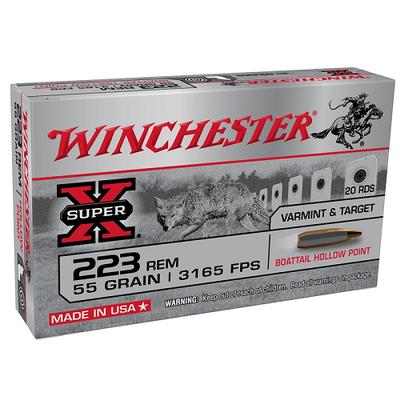 WINCHESTER SUPER X 223 REMINGTON AMMO AMMO 55 GRAIN BOAT TAIL HOLLOW POINT