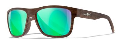 WILEY X -OVATION- Matte Woodgrain-CAPTIVATE™ Polarized Green Mirror