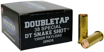 DoubleTap Ammunition DT SnakeShot .38 Special 130 gr #9 20rds Handgun Shotshell for Effective Defense - 38SPSS2