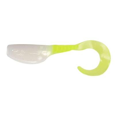 Leland's Lures Slab Curly 12pc. Body Packs - WHITE/CHARTREUSE