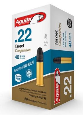 Aguila Target Competition Brass .22 LR 40-Grain 50-Rounds LSP