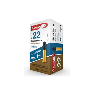 Aguila Pistol Match 22 Long Rifle Ammunition 40 Grain Lead Round Nose - 1B222516