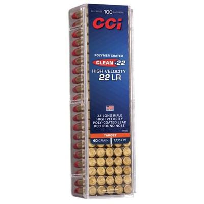 CCI Clean-22 High Velocity 40 gr Red Lead Round Nose .22lr Ammo, 100/box - 944CC