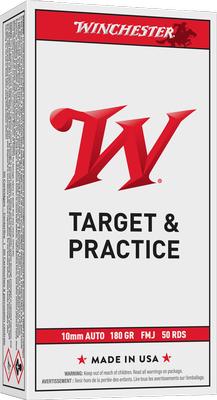 Winchester USA White Box 10mm 180 gr FMJ Ammo, 50 rds - USA10MM