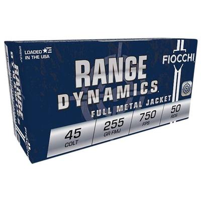 Fiocchi Range Dynamics .45 Colt 225gr Copper Metal Jacket Ammo, 50rds - 45LCCMJ