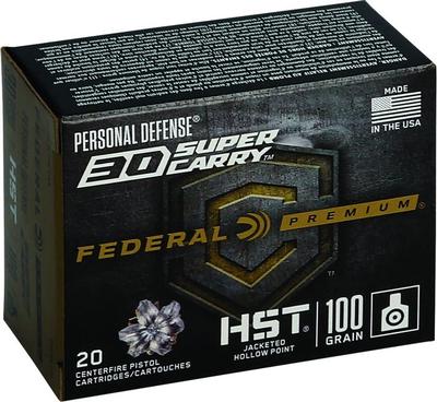 Federal Personal Defense Brass .30 Super Carry 100-Grain 20-Rounds HSTJHP