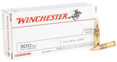 Winchester USA Brass .300 AAC Blackout 147-Grain 20-Rounds FMJ
