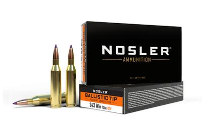Nosler .243 Winchester 70 gr BTVS 20rds Rifle Ammo for Precision Hunting - 40041
