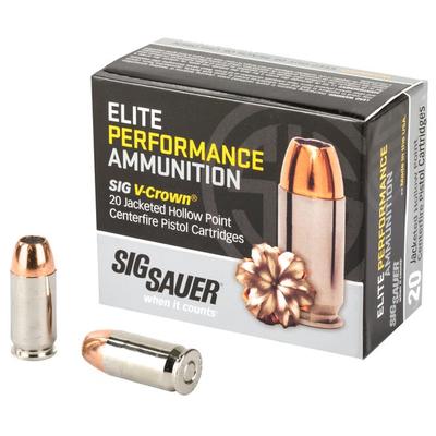 Sig Sauer Elite Performance V-Crown .45 ACP 200-Grain Nickel Plated Brass 20-Rounds JHP