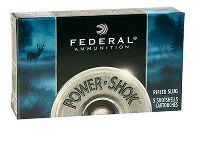 Federal PowerShok Rifled Hollow Point Slug, 5 Round Box 12 GA