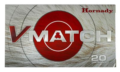 Hornady V-Match Rifle Ammunition 83414, 22 Creedmoor, ELD-VT, 69 GR, 3550 FPS, 20 Rd/Bx