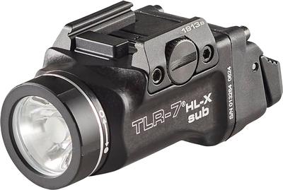 Streamlight 69505 TLR-7 HL-X sub USB 1000-Lumen 10000-Candela Rechargeable Rail-Mounted Weapon Light Exclusively for 1913 Short Railed Subcompact Models, Includes Switches and Key Kit, Black