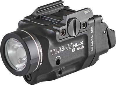 Streamlight 69479 TLR-8 HL-X G sub USB 1000-Lumen Weapon Rail-Mounted Rechargeable Tactical Flashlight with Integrated Green Aiming Laser for Springfield Armory Hellcat Only, Black