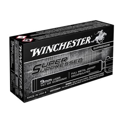 Winchester Super Suppressed 9mm Ammo 147 Grain FMJ 50rds - SUP9