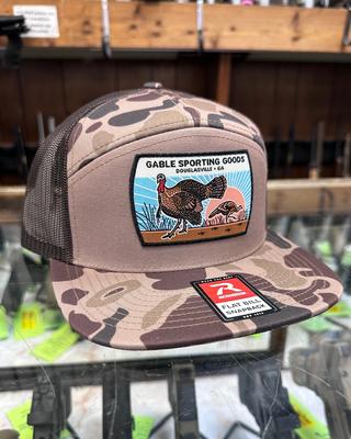 Gable Turkey Hat – Richardson 168P Printed 7-Panel Trucker -Bark Duck Camo/Brown