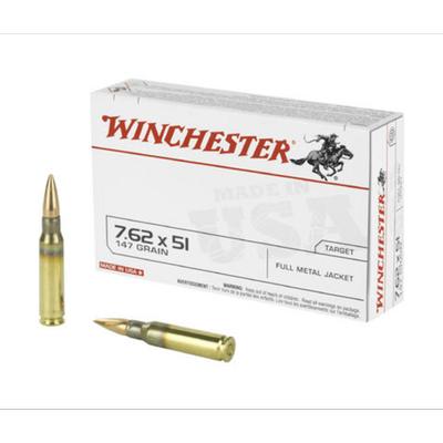Winchester USA 7.62 Nato 147g FMJ Ammunition 20rds - Q3130