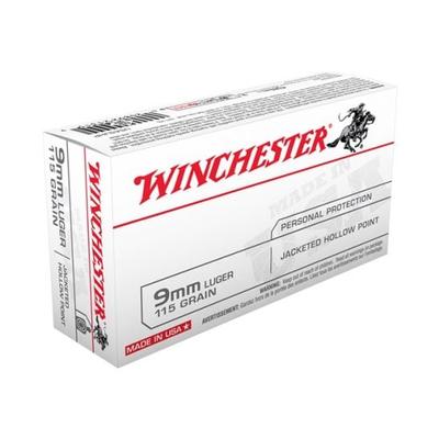 Winchester USA 9mm Ammo 115 Grain JHP, 50rds - USA9JHP