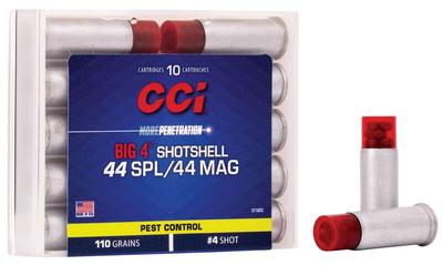 CCI Pest Control Big 4™ Shotshell, 44 Spl/Rem Mag, 4 Shot, 1000 fps