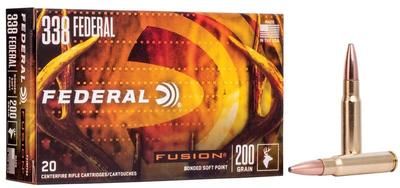 Federal Fusion Rifle, 338 Federal, 200 Grain, Fusion Soft Point, 2700 fps