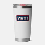 YETI RAMBLER 20 OZ TUMBLER: WHITE/BADGE