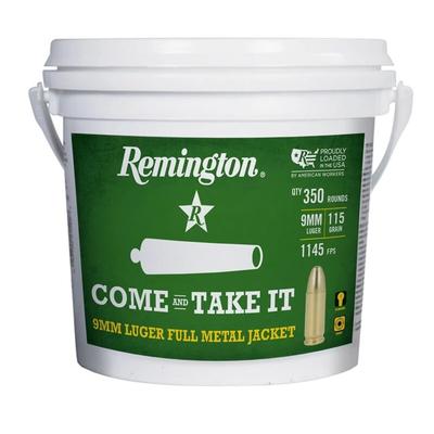 Remington Come and Take It 9mm Ammo 115 Grain Full Metal Jacket Bucket - R23743