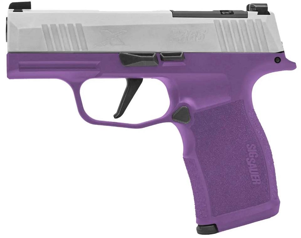 Sig Sauer P365, 9MM, 3.1IN, X-SERIES, PURP/SS, STRIKER, X-RAY 3, POLYMER GRIP, (2) 12RD STEEL MAG, OPTIC READY