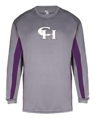 Badger L/S Drive Tee - Graphite/Purple