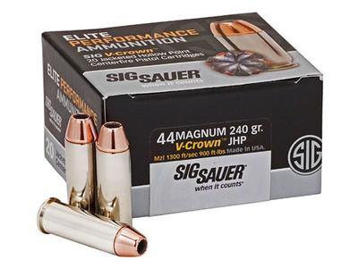 SIG Sauer V-Crown .44 Remington Magnum Ammunition, 20 Rounds, JHP, 240 Grains     