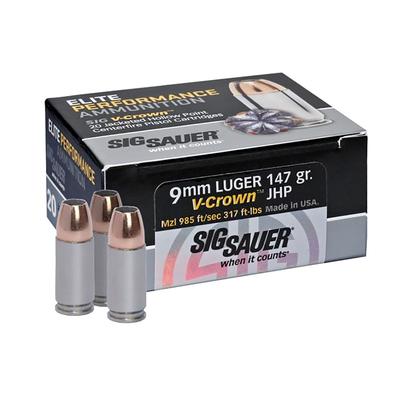 SIG Sauer 9mm Luger Ammunition 20 Rounds, JHP, 147 Grain          E9MMA3-20