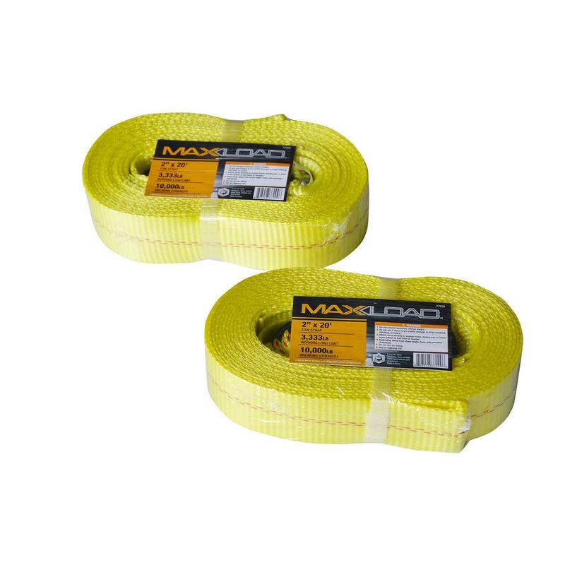  2 In.X 20 Ft.X 10, 000 Lbs.Vehicle Recovery Tow Strap (2- Pack)