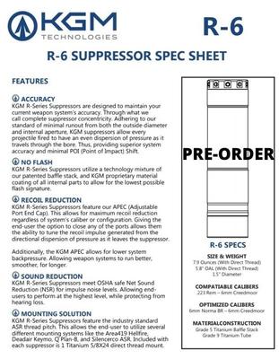 Kgm Technologies R6 Supressor ** Pre- Order **